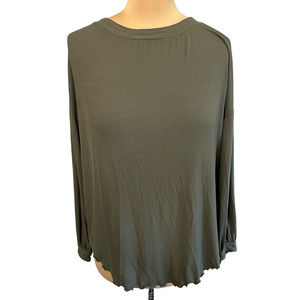 Free People Olive Green Oversized Wrap Back Shirt Size XS
